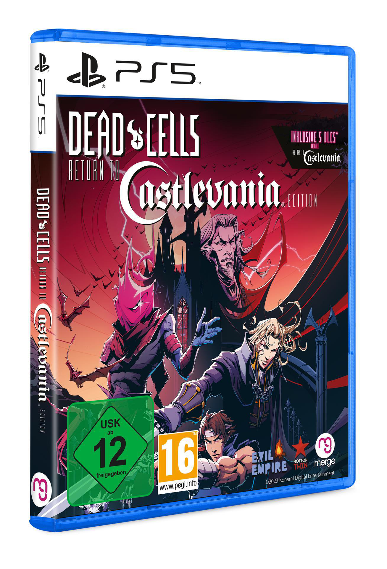 Dead Cells: Return to Castlevania PS5 Spielhülle. Es zeigt Charakterkunst und Spieldetails.