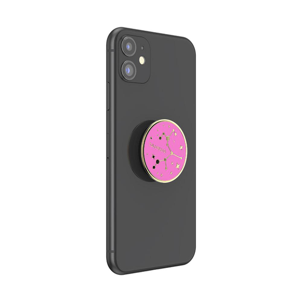 Ein weißes Telefon mit einem Pop-Socket mit Wolfsdesign.
