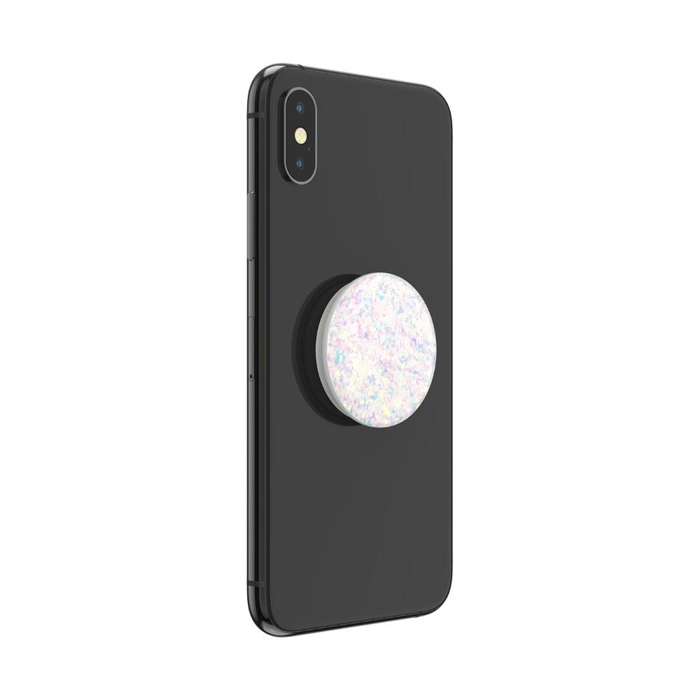 Schwarzes Telefon mit einem weißen und glitzernden PopSocket.