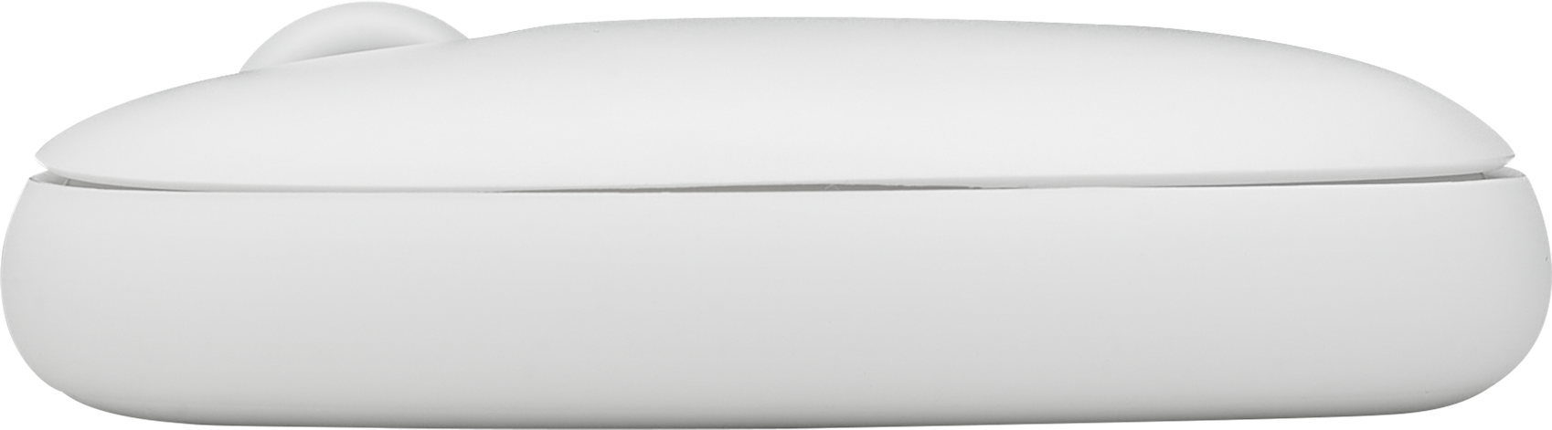 Ein weißer, oval geformter Behälter mit einem kleinen, kreisförmigen Deckel.