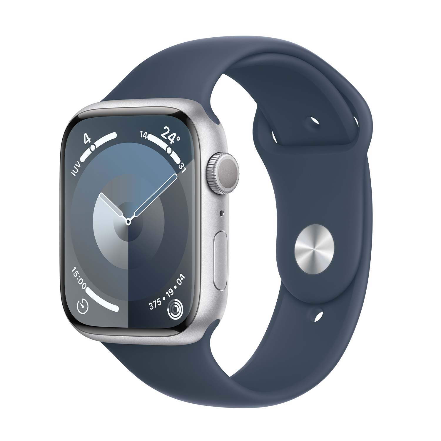 Apple Watch Series 9 GPS Cassa 45 mm in alluminio argento con Cinturino Sport blu inverno - M/L