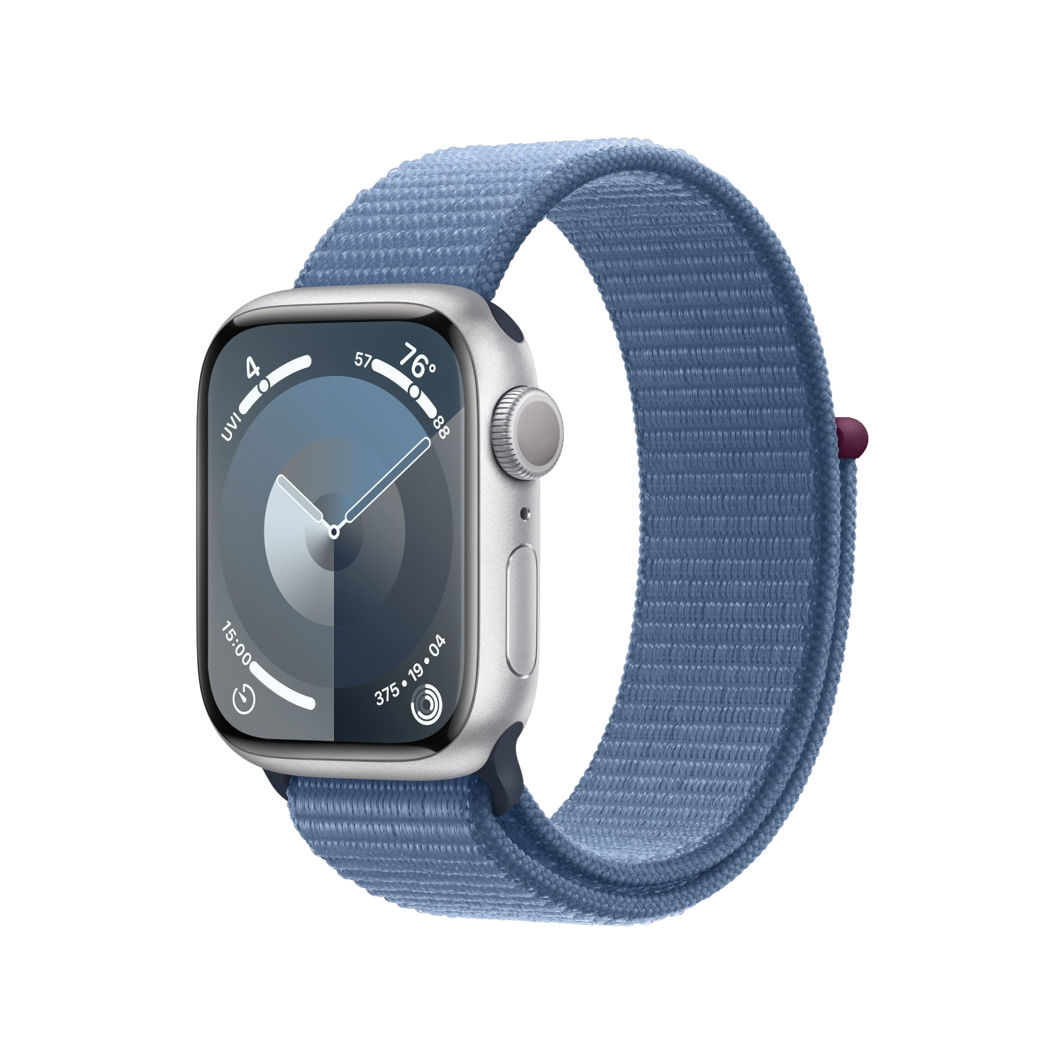 APPLE Watch Series 9 GPS 41mm Boîtier aluminium Silver, Bracelet Sport Loop Winter Blue (MR923QF/A)