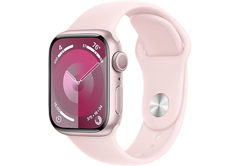 APPLE Watch Series 9 GPS 41mm Boîtier aluminium Light Pink, Bracelet Sport Light Pink - S/M (MR933QF/A)
