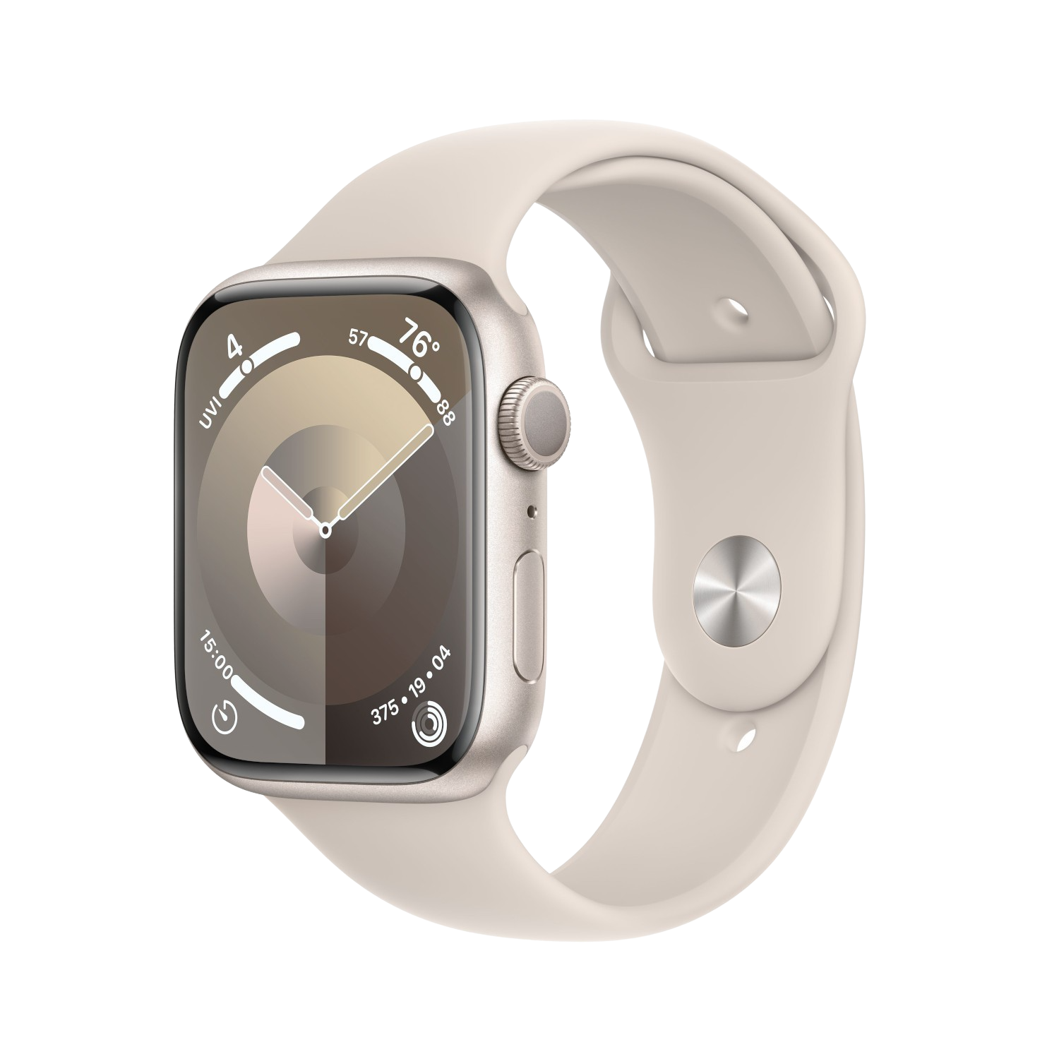 APPLE Watch Series 9 GPS 45mm Boîtier aluminium Starlight, Bracelet Sport Starlight - S/M (MR963QF/A)