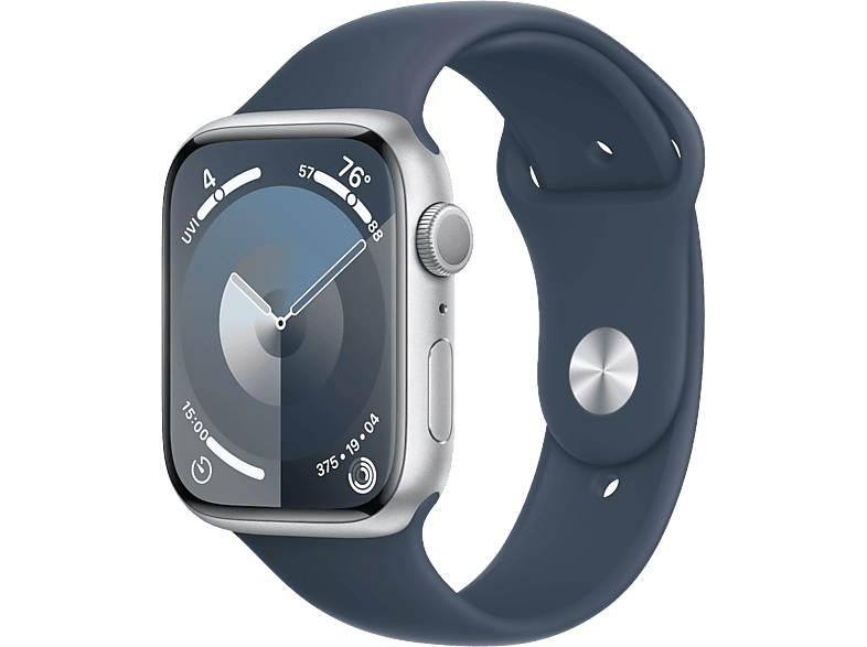 Apple Watch Series 9 GPs 45mm Silver Aluminium Kast Storm Blue Sport Band - S/m (mr9d3qf/a)