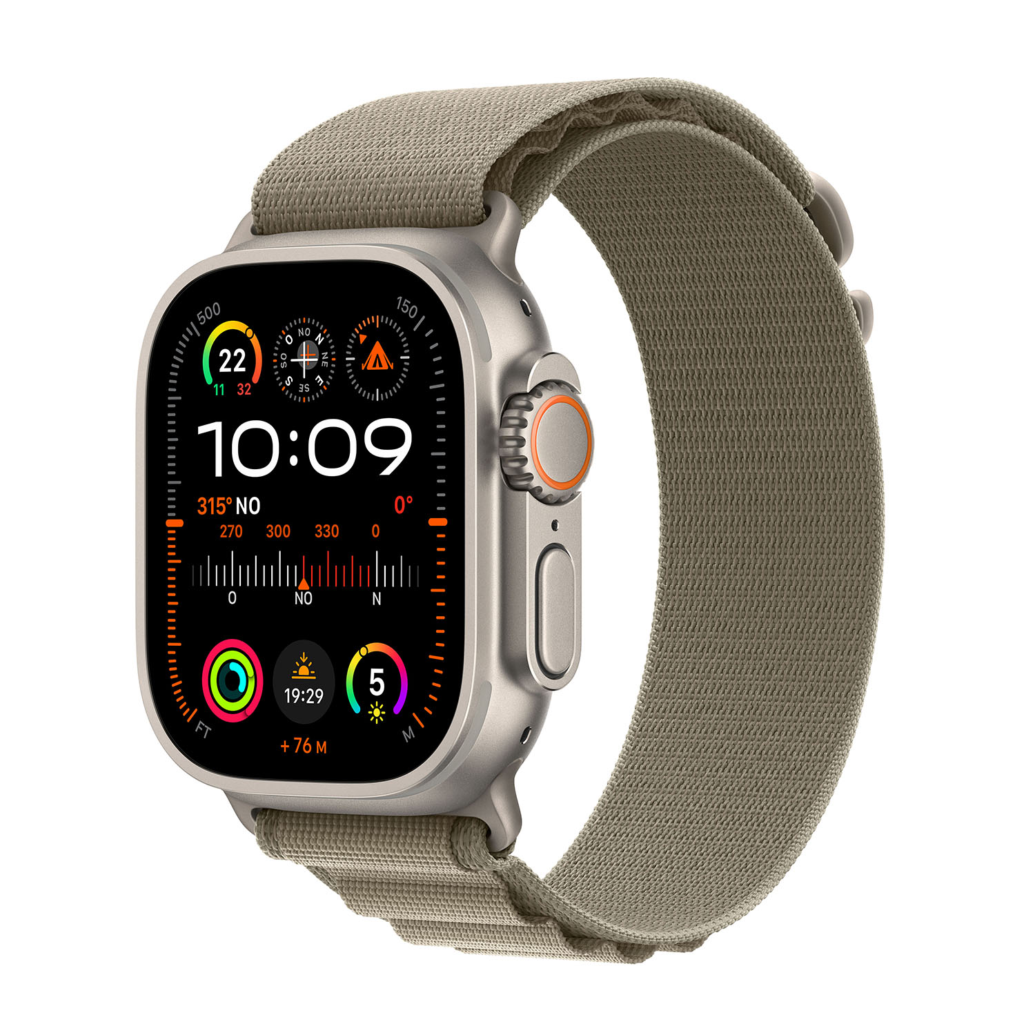 Apple Watch Ultra 2 GPS + Cellular, Cassa 49 mm in titanio con Alpine Loop oliva - Medium