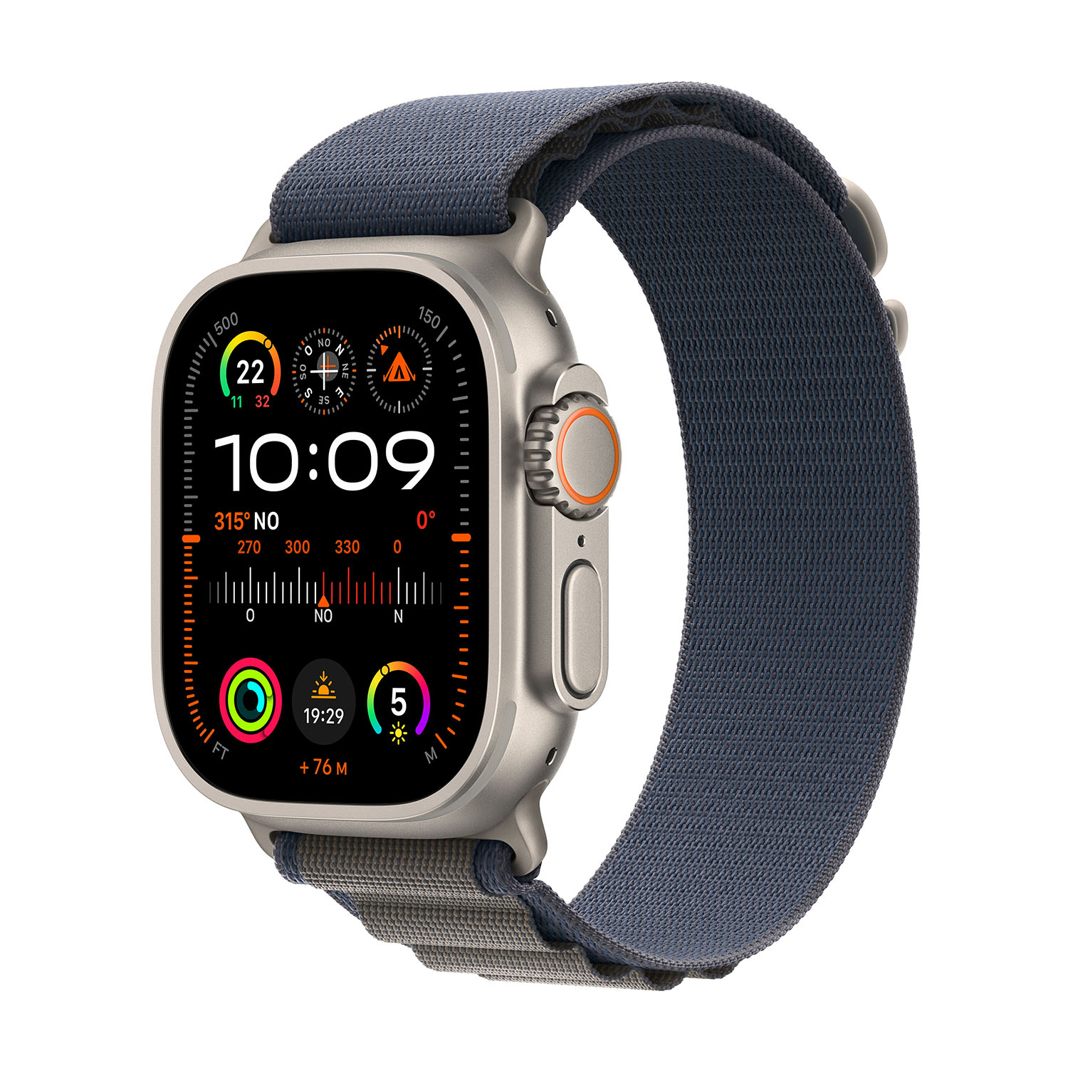 Apple Watch Ultra 2 GPS + Cellular, Cassa 49 mm in titanio con Alpine Loop blu - Small