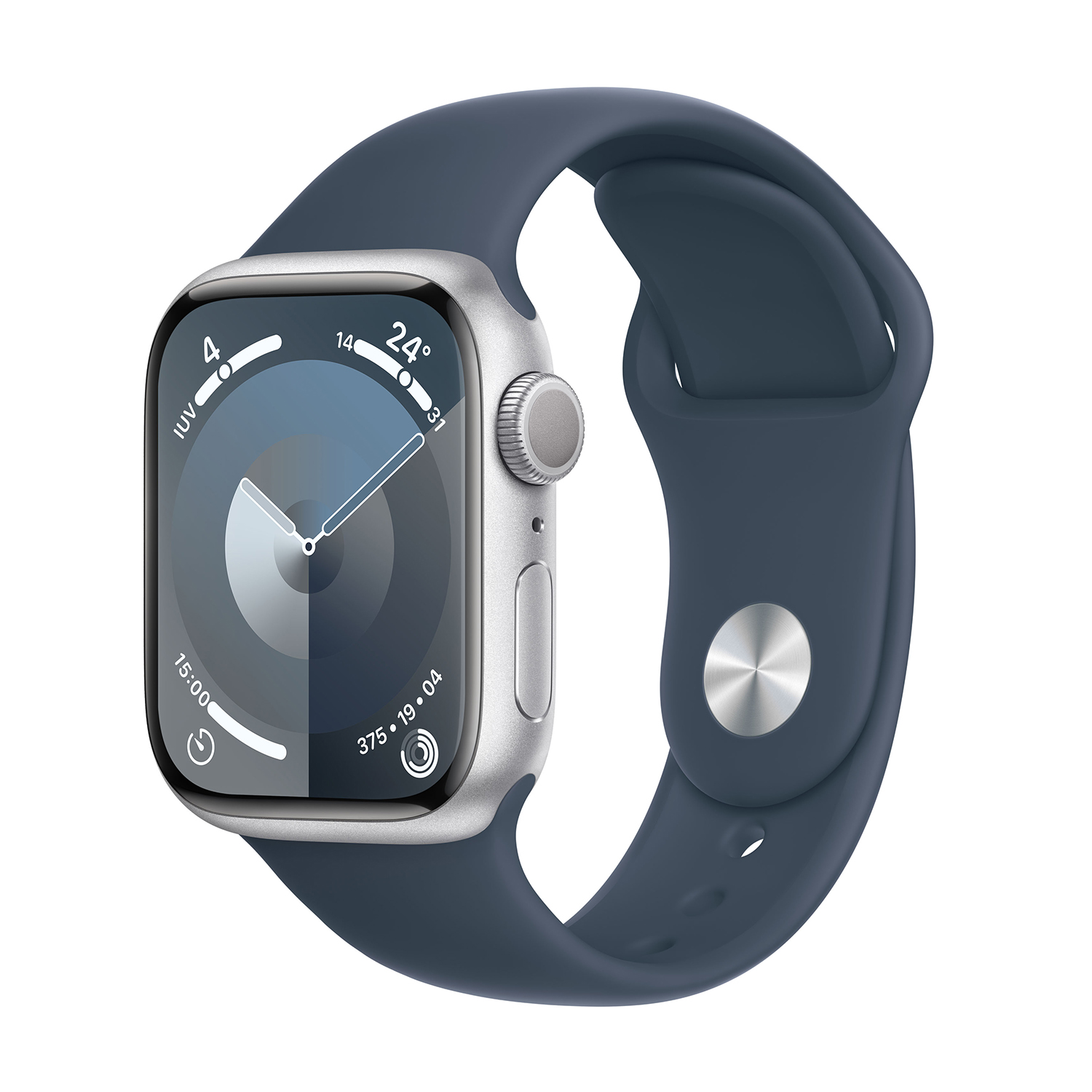 Apple Watch Series 9 Gps, Cassa 41 mm in alluminio argento con Cinturino Sport blu inverno - M/L