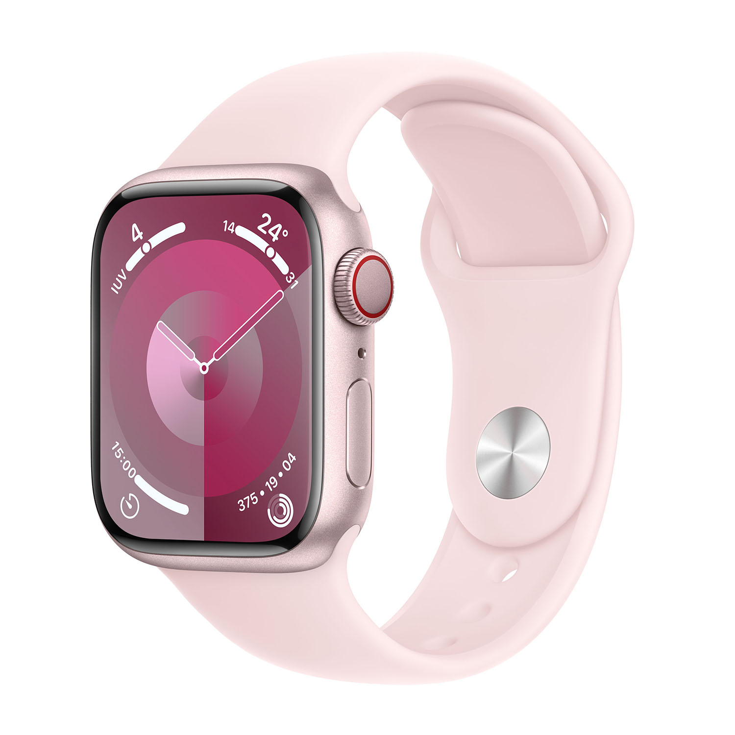 Apple Watch Series 9 GPS + Cellular, Cassa 41 mm in alluminio rosa con Cinturino Sport confetto - S/M