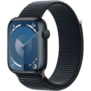 Apple Watch Series 9 (2023), GPS+CELL, 45 mm, Gesto de doble toque, Caja de aluminio medianoche, Correa Sport Loop medianoche