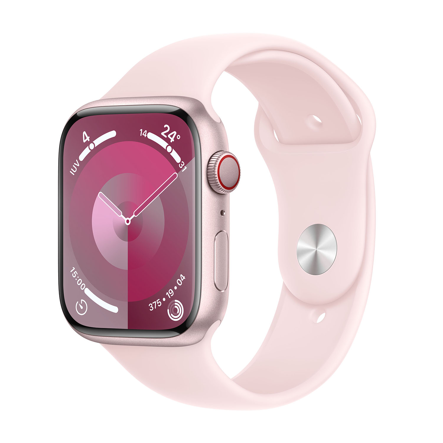 Apple Watch Series 9 GPS + Cellular, Cassa 45 mm in alluminio rosa con Cinturino Sport confetto - S/M