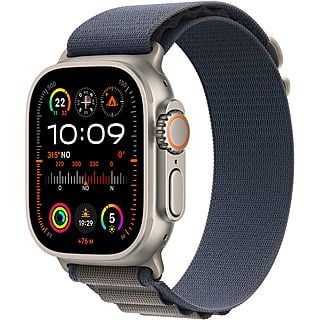 Apple Watch Ultra 2 (2023), GPS + Cellular, 49 mm, Caja de titanio, Gesto doble toque, Correa Alpine Loop en Talla S de color Azul