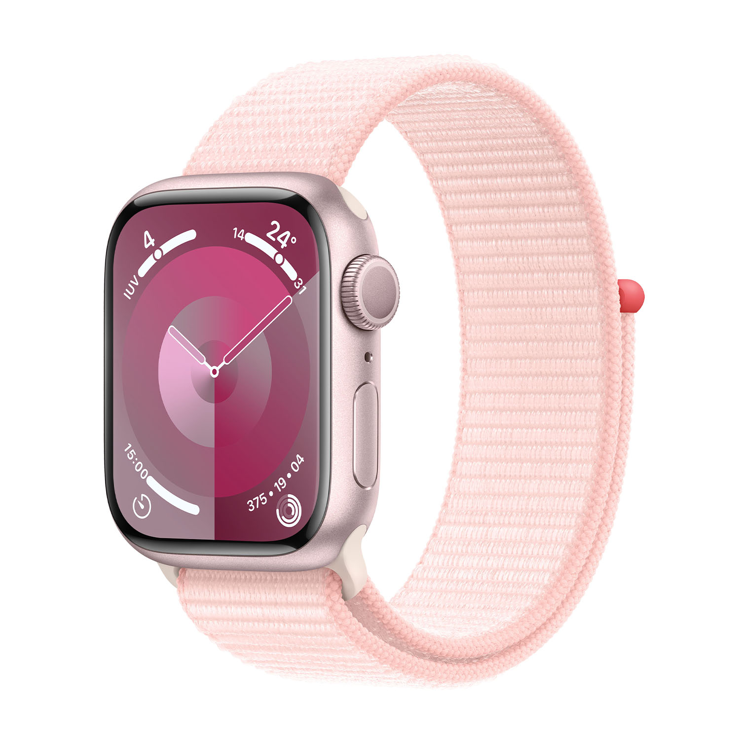 Apple Watch Series 9 GPS + Cellular, Cassa 41 mm in alluminio rosa con Sport Loop confetto