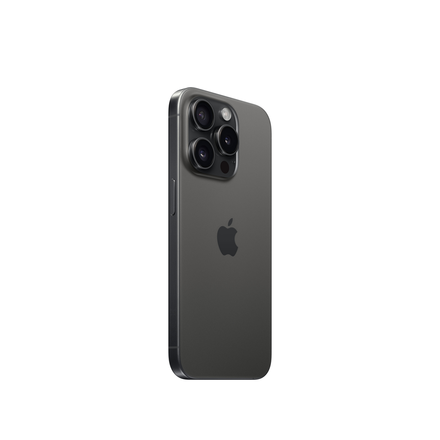 Un iPhone gris oscuro con tres cámaras en la parte trasera. El logo de Apple es visible.