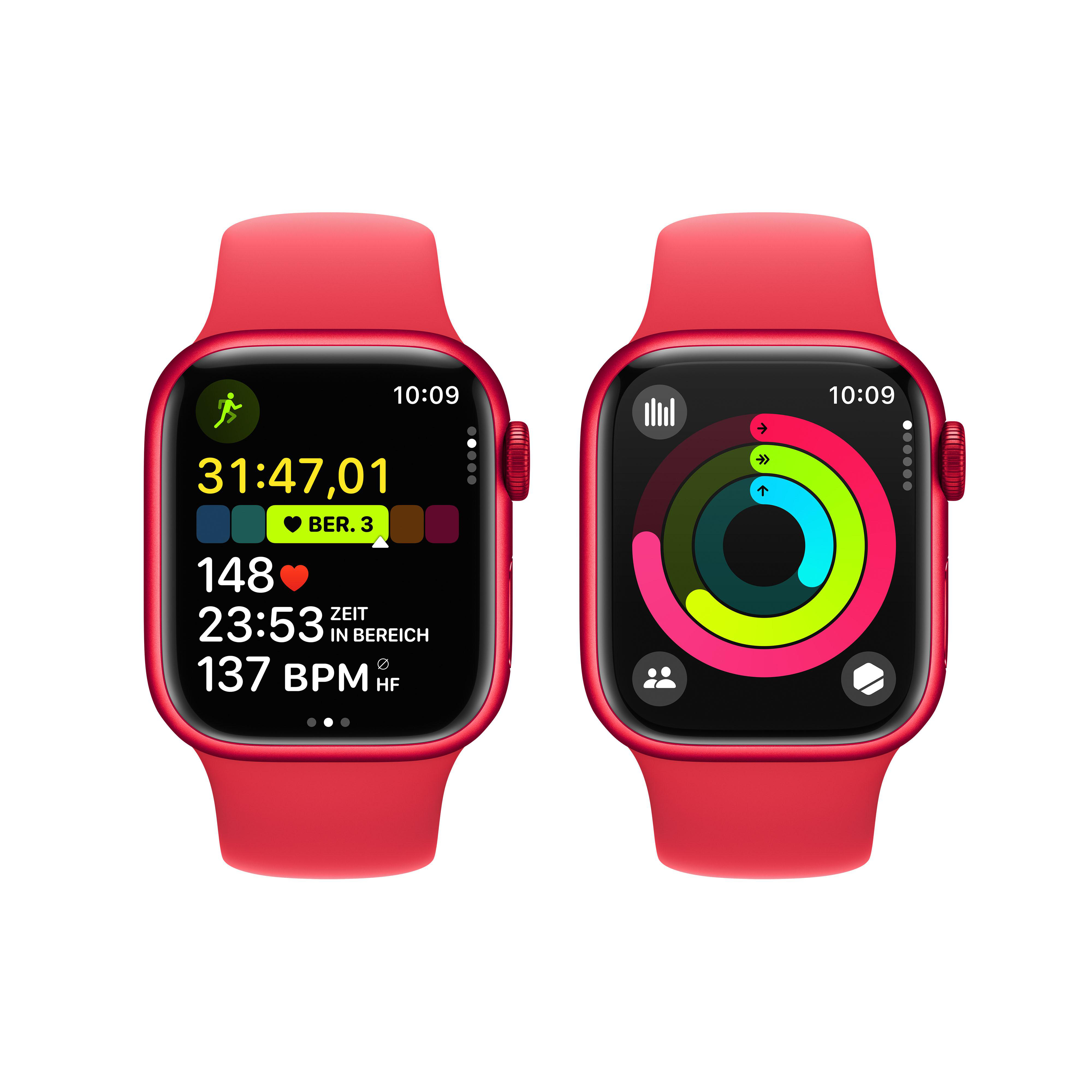 APPLE Watch Series 9 GPS 150 mm, Smartwatch - (PRODUCT) Fluorelastomer, RED mm 41 Aluminium 200