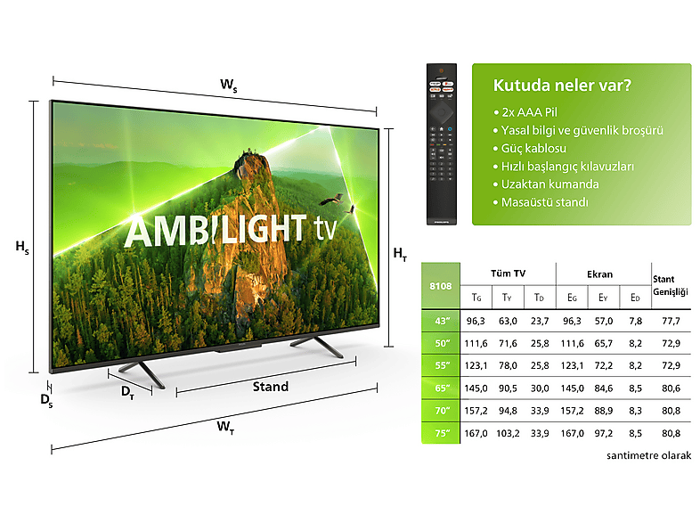 PHILIPS 50PUS8108/62 50 inç 126 Ekran Uydu Alıcılı Smart 4K UHD Ambilight LED TV_3