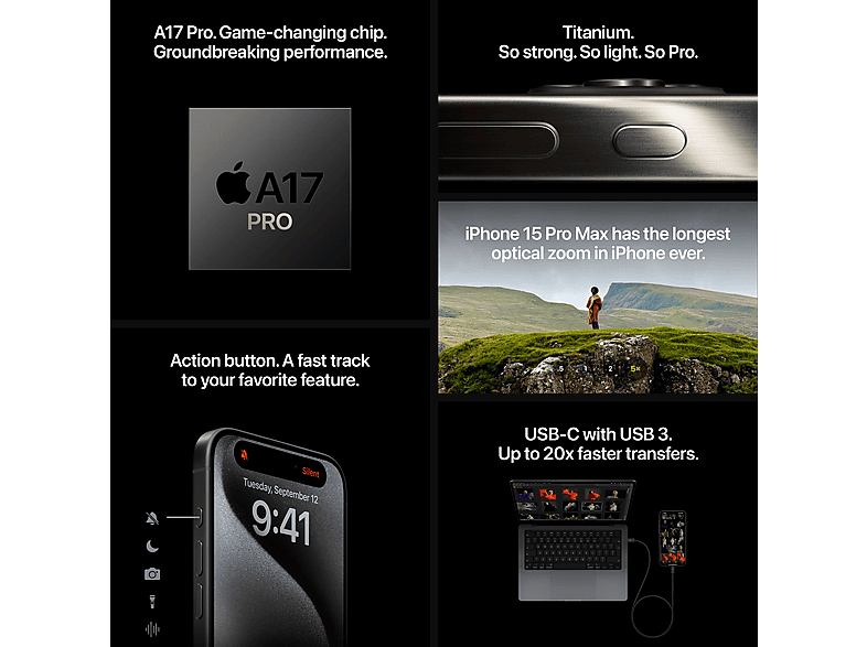 APPLE iPhone 15 Pro 256 GB Natural Titanium Dual SIM | MediaMarkt