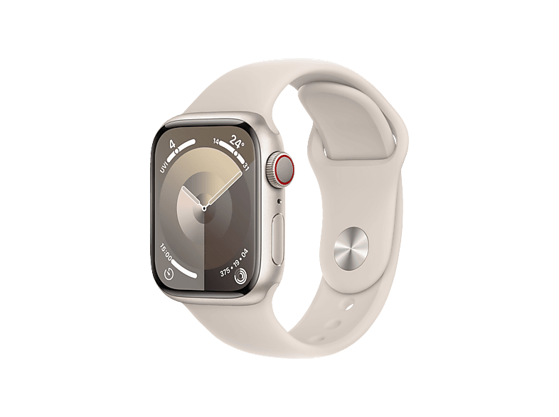 APPLE Watch Series 9 GPS + Cellular 41 mm Smartwatch Aluminium Fluorelastomer, 150 | 200 mm, Polarstern | MediaMarkt
