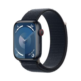 APPLE Watch Series 9 GPS + Cellular 45 mm Smartwatch Aluminium Textil Carbon Neutral, 130 - 200 mm, Mitternacht