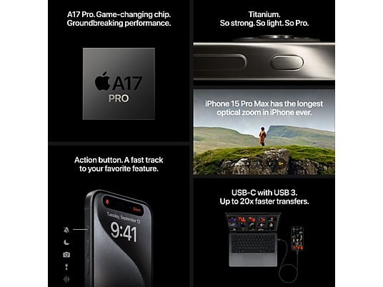 APPLE iPhone 15 Pro 5G - 256 GB Zwart Titanium