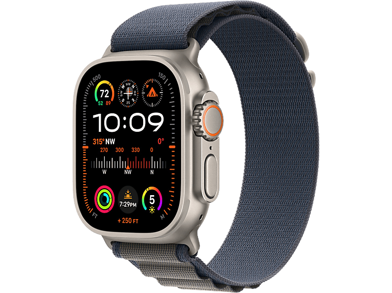 Apple Watch Ultra 2 GPs + Cellular 49 Mm Boîtier En Titane Bracelet Blue Alpine Loop - Small (mrek3nf/a)