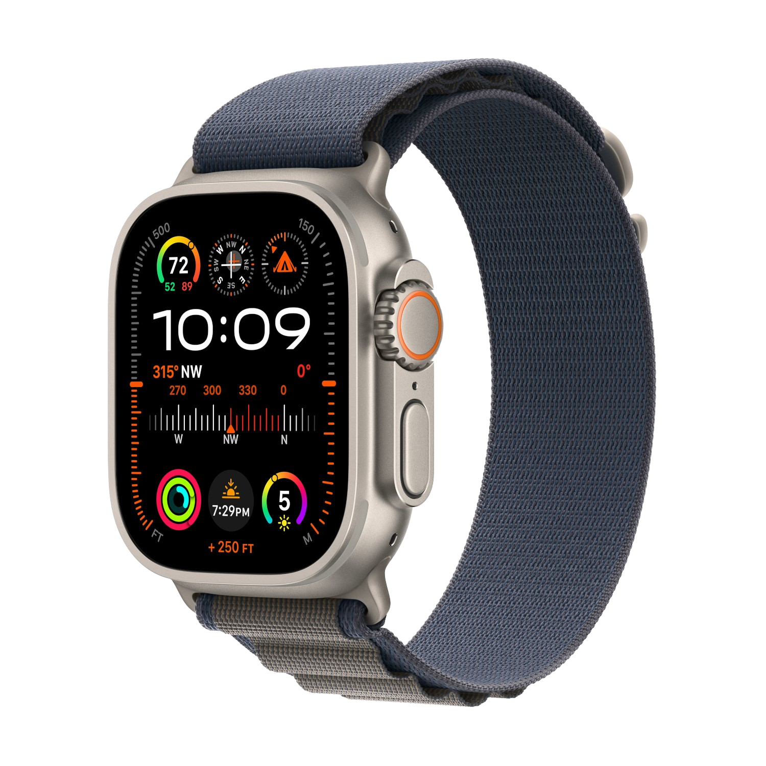 APPLE Watch Ultra 2 GPS + Cellular 49 mm Titanium kast, Blue Alpine Loop - Medium (MREP3NF/A)