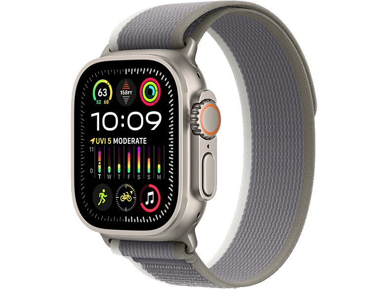 Apple Watch Ultra 2 GPs + Cellular 49 Mm Boîtier En Titane Bracelet Green/grey Trail Loop - S/m (mrf33nf/a)