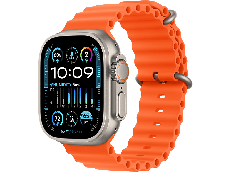 Apple Watch Ultra 2 GPs + Cellular 49 Mm Boîtier En Titane Bracelet Orange Ocean (mreh3nf/a)