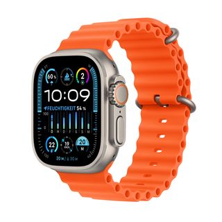 APPLE Watch Ultra 2 GPS + Cellular 49 mm Ocean Armband Orange Smartwatch Titangehäuse, 145 - 190 mm, Titan / Orange