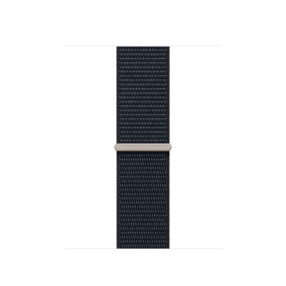 Ein schwarzes, gewebtes Stoffarmband für eine Uhr mit silberner Schließe.