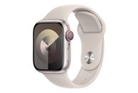 APPLE Watch Series 9 (GPS + Cellular, alluminio) 41 mm - Smartwatch (S/M 130-180 mm, Fluoroelastomero, Galassia/Galaxy)