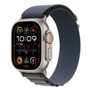 APPLE Ultra 2 (GPS + Cellular, titanio) 49 mm - smartwatch (small 130-160 mm, tessuto (carbon neutral), titanio naturale/blu)