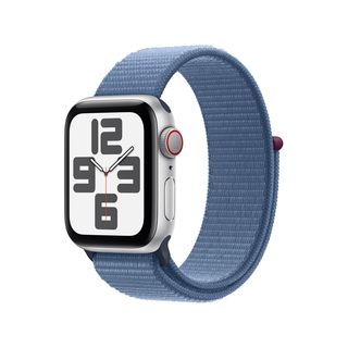 APPLE Watch SE (2023)  GPS+Cellular 40 mm Smartwatch Aluminium Textil Carbon Neutral, 130-200 mm, Silber/Winterblau