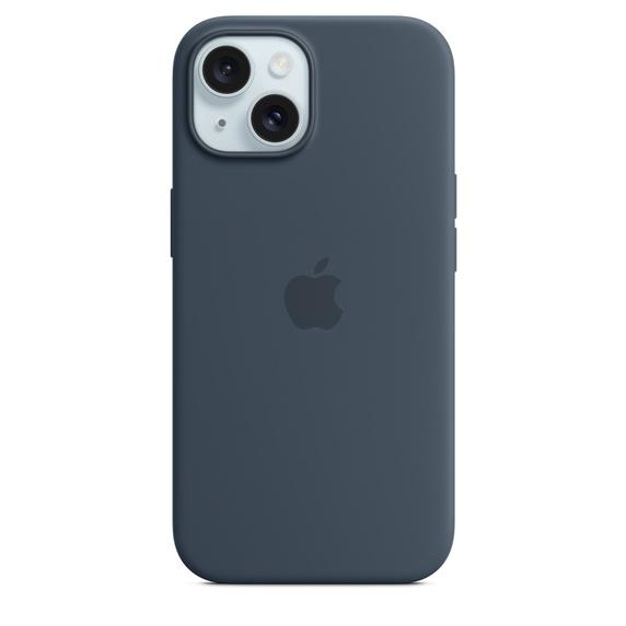 Silikon Case MagSafe, iPhone 15, Backcover, APPLE mit Apple, Sturmblau