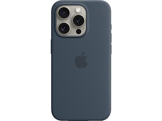 APPLE Silikon Case mit MagSafe Backcover, für Apple iPhone 15 Pro, Sturmblau
