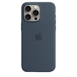 APPLE Silikon Case mit MagSafe Backcover, für Apple iPhone 15 Pro Max, Sturmblau