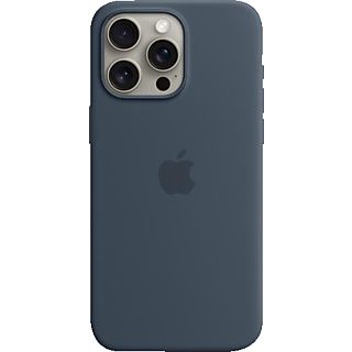 APPLE Silikon Case mit MagSafe Backcover, für Apple iPhone 15 Pro Max, Sturmblau
