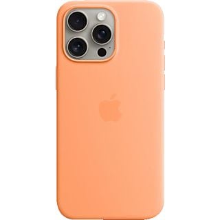 APPLE Silikon Case mit MagSafe Backcover, für Apple iPhone 15 Pro Max, Sorbet Orange