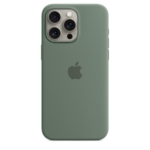 APPLE Silikon Case mit MagSafe Backcover, für Apple iPhone 15 Pro Max, Zypresse