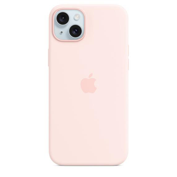 APPLE Silikon Case mit MagSafe, Apple, Backcover, iPhone 15 Plus, Hellrosa