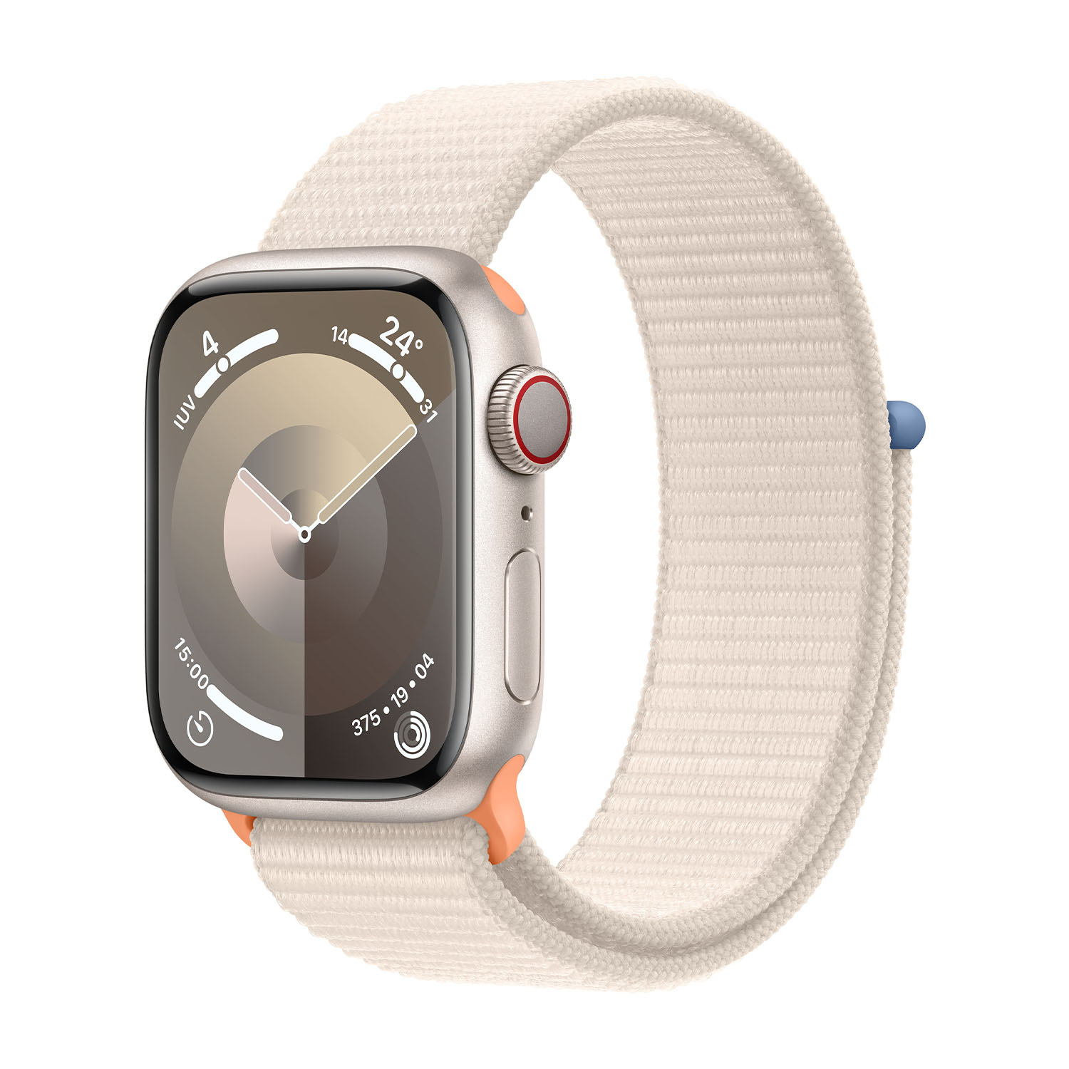 Apple Watch Series 9 GPS + Cellular, Cassa 45 mm in alluminio galassia con Sport Loop