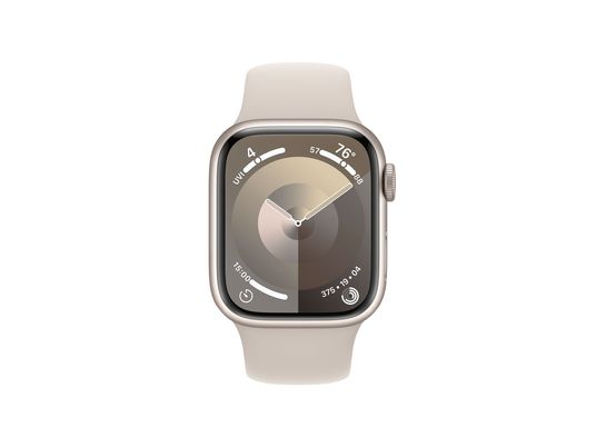 APPLE Watch Series 9 (GPS, alluminio) 41 mm - Smartwatch (M/L 150-200 mm, fluoroelastomero, galassia/galassia)