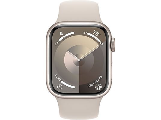 APPLE Watch Series 9 (GPS, Alu) 41 mm - Smartwatch (M/L 150-200 mm, Fluoroélastomère, Étoile polaire/Étoile polaire)