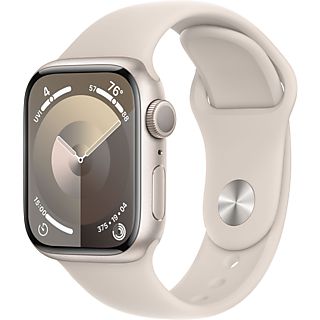 APPLE Watch Series 9 (GPS, alluminio) 41 mm - Smartwatch (M/L 150-200 mm, Fluoroelastomero, Galassia/Galaxy)