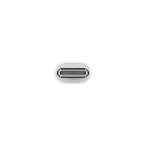 Weißer USB-C-Anschluss, zentriert auf weißem Hintergrund. Das Innere des Anschlusses zeigt mehrere Anschlüsse.