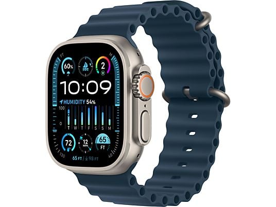 APPLE Ultra 2 (GPS + Cellular, titanio) 49 mm - smartwatch (130-200 mm, fluoroelastomero, titanio naturale/blu)