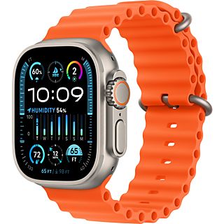 APPLE Ultra 2 (GPS + Cellular, Titan) 49 mm  - Smartwatch (130-200 mm, Fluorelastomer, Titan Natur/Orange)