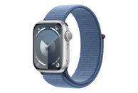 APPLE Watch Series 9 (GPS, alluminio) 41 mm - Smartwatch (Regolabile in continuo, Tessuto (Carbon Neutral), Argento/blu invernale)