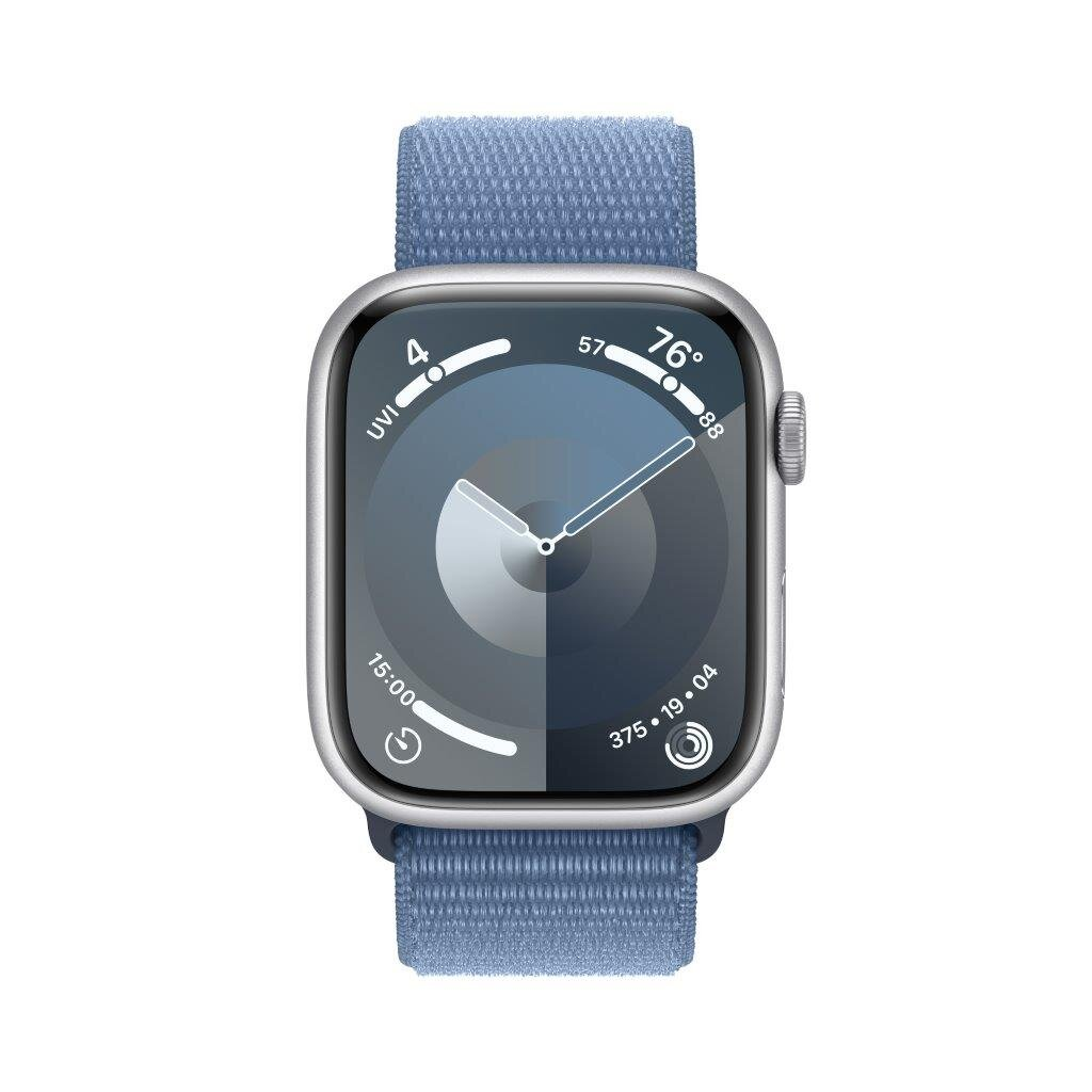 Smartwatch APPLE Watch Series 9 GPS + Cellular Koperta 45mm z aluminium w kolorze srebrnym z opaską sportową w kolorze zimowego błękitu MRMJ3QP/A