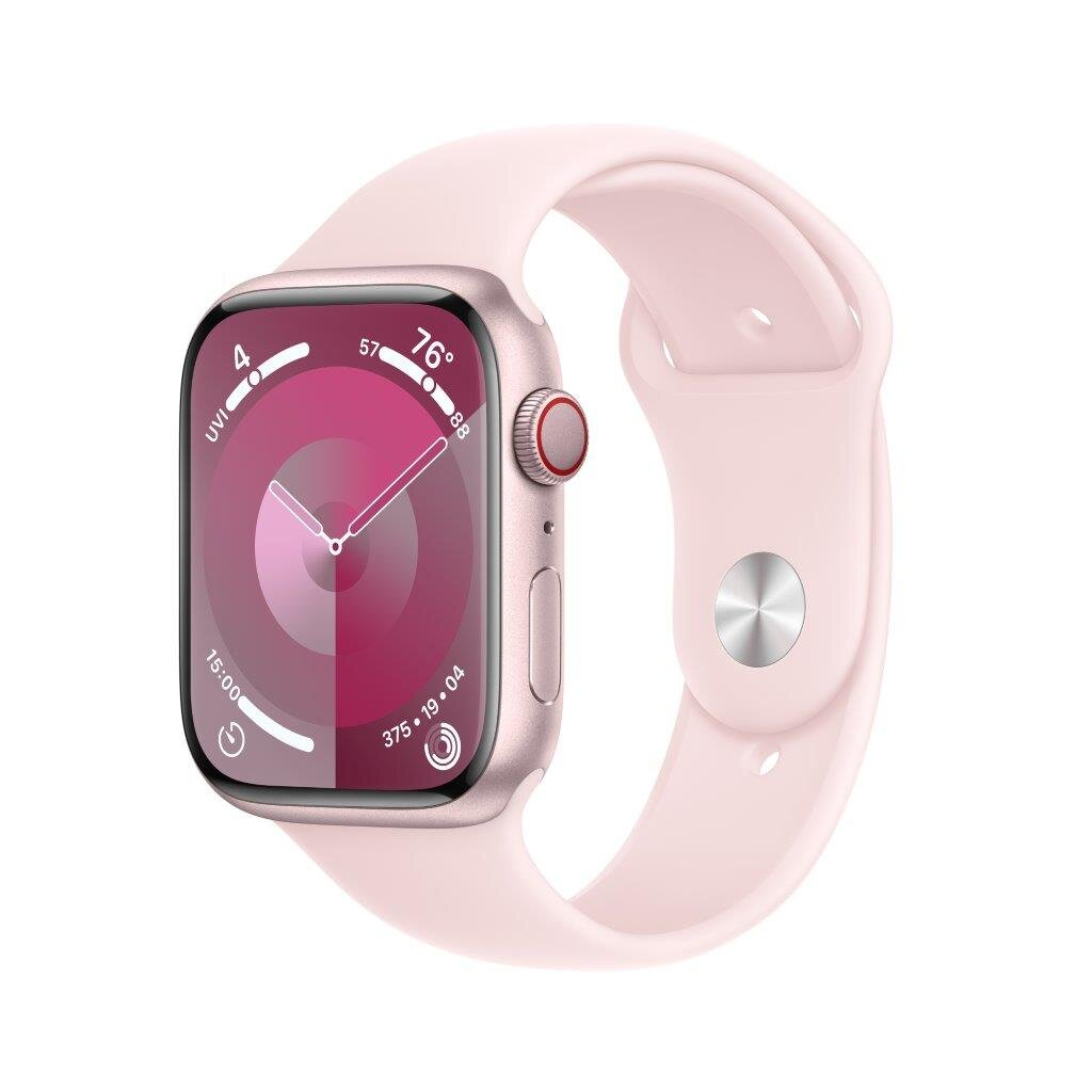 Smartwatch APPLE Watch Series 9 GPS + Cellular Koperta 45mm z aluminium w kolorze różowym z paskiem sportowym S/M w kolorze jasnoróżowym MRMK3QP/A